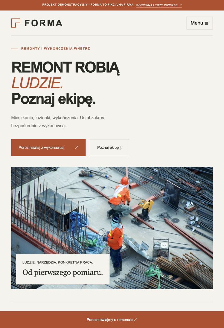 Podgląd jasnej strony FORMA