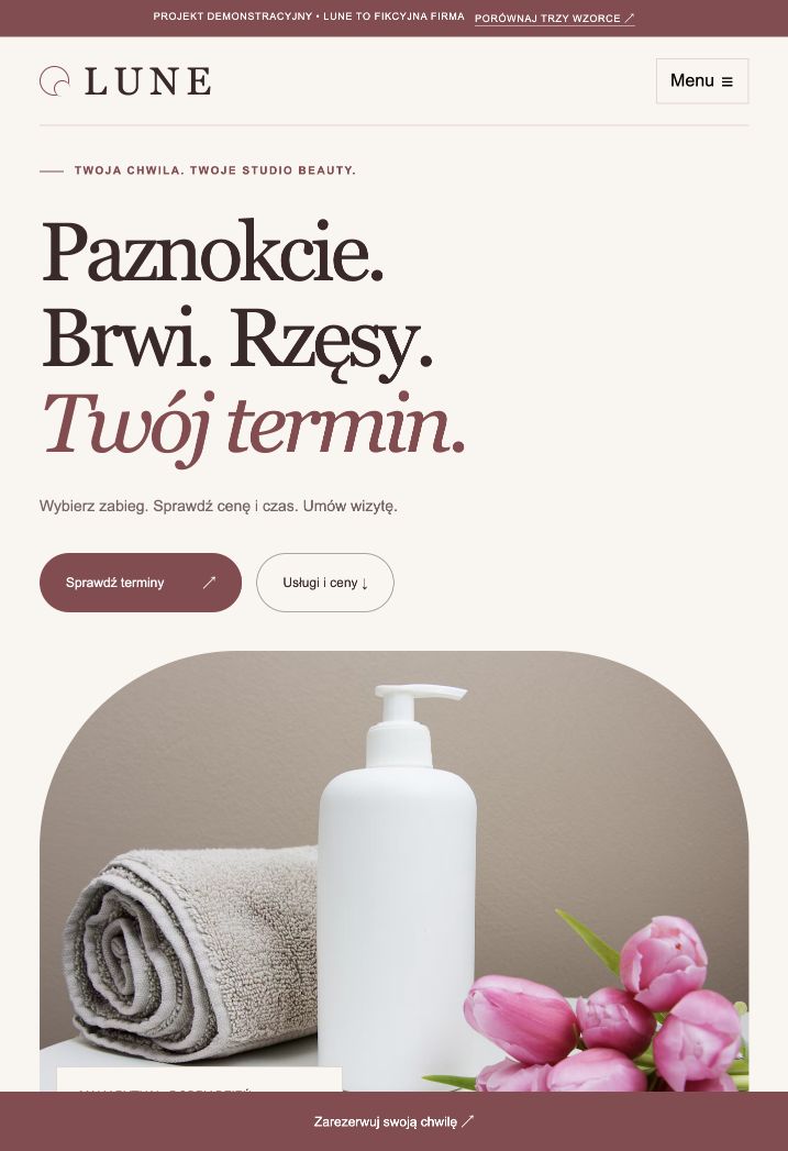 Podgląd strony salonu LUNE